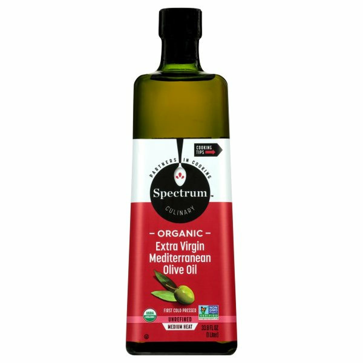 Calories in Spectrum Culinary Olive Oil, Organic, Mediterranean, Extra Virgin