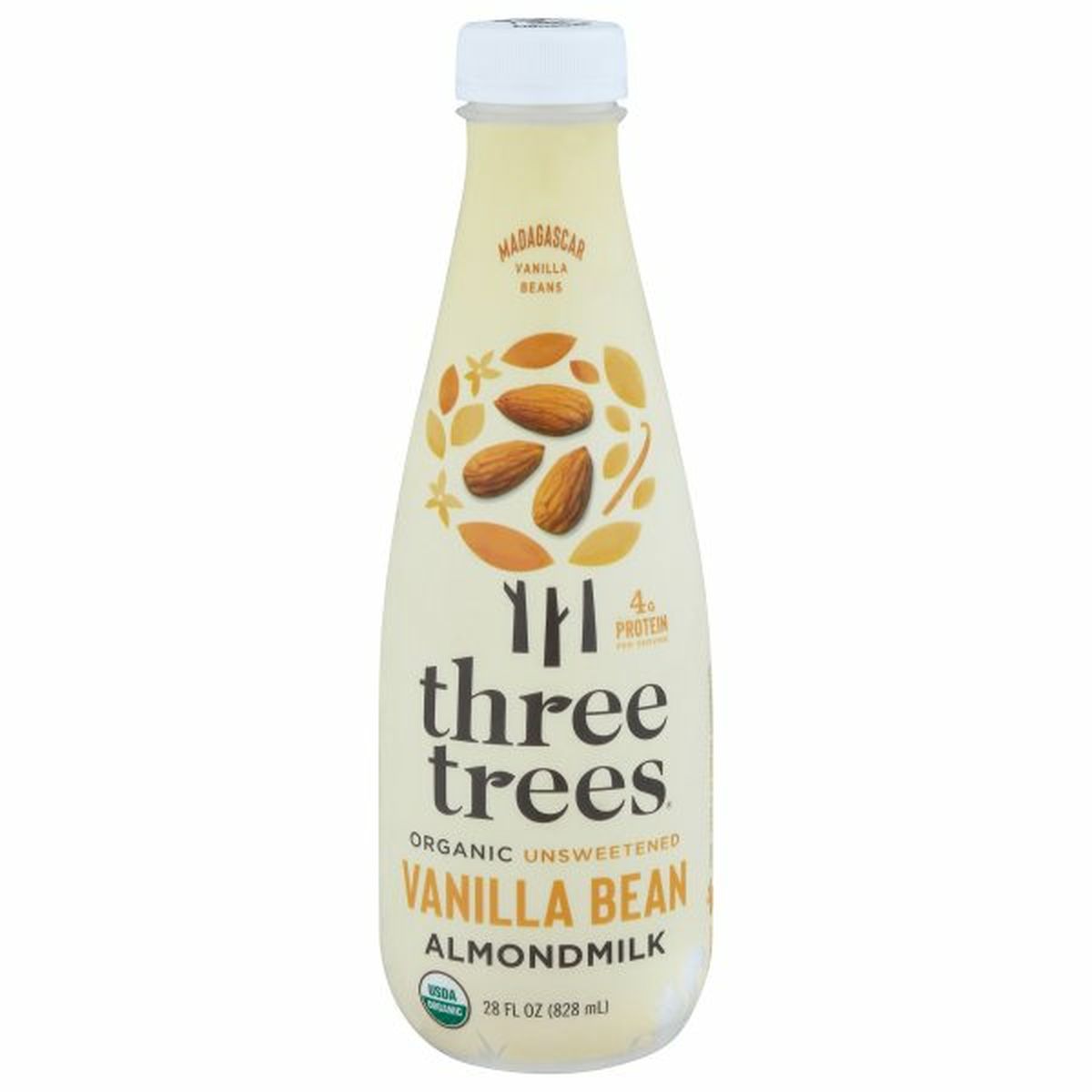 Calories in Three Trees  Almond Milk, Organic, Vanilla Bean, Unsweetened