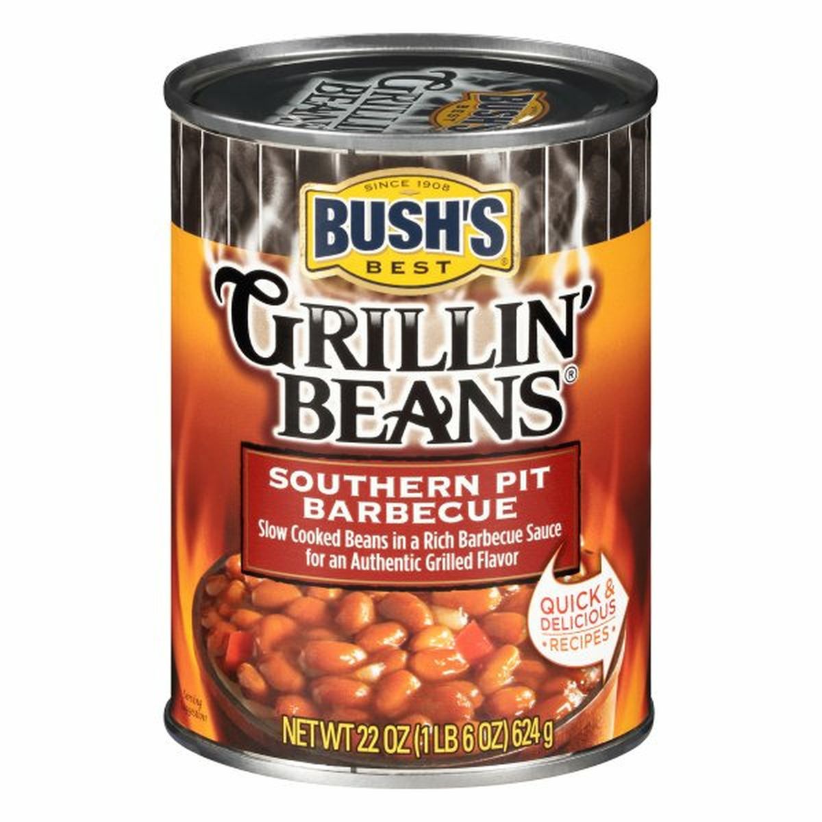 Calories in Bush's Best Grillin' Beans, Southern Pit Barbecue