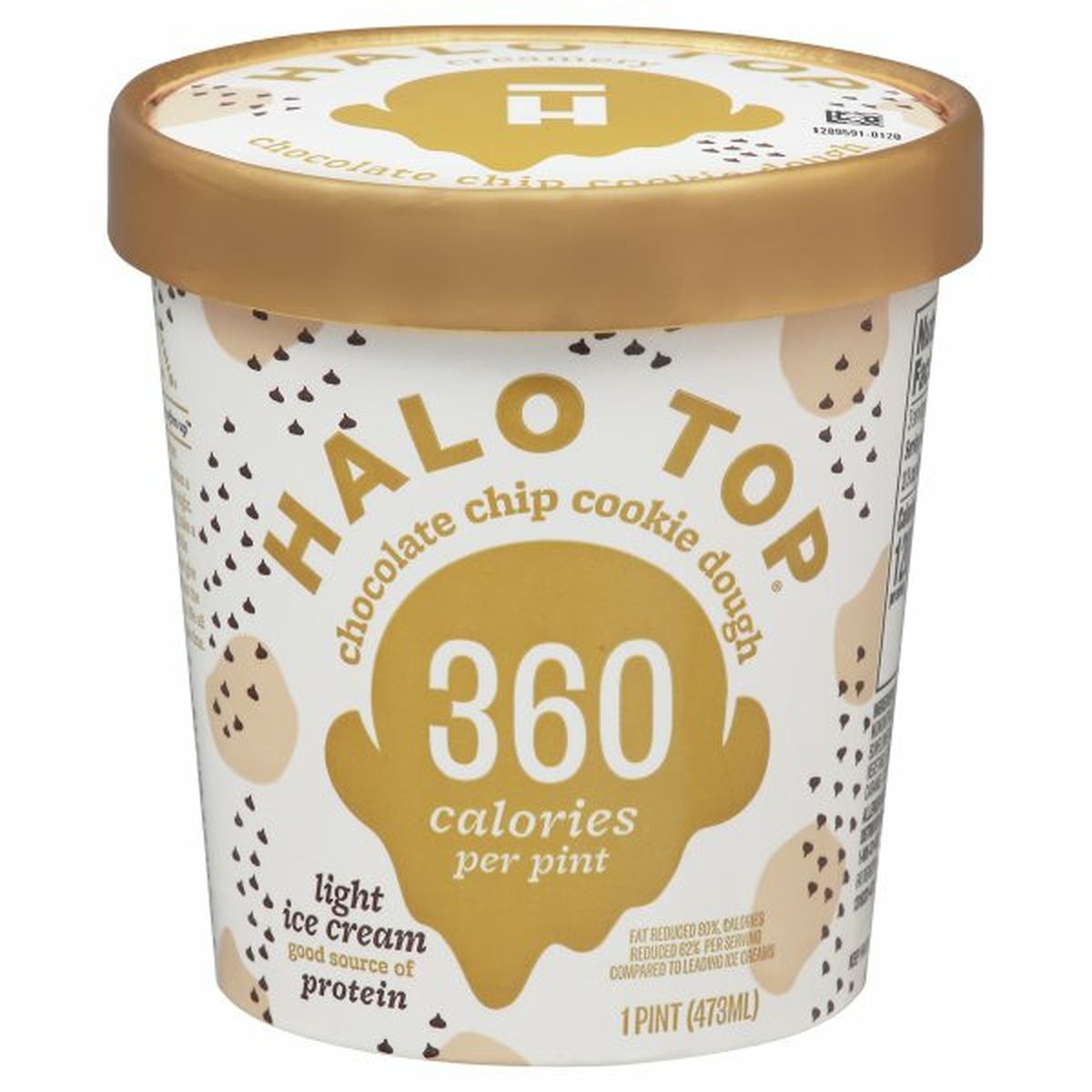 Calories in Halo Top Ice Cream, Light, Chocolate Chip Cookie Dough