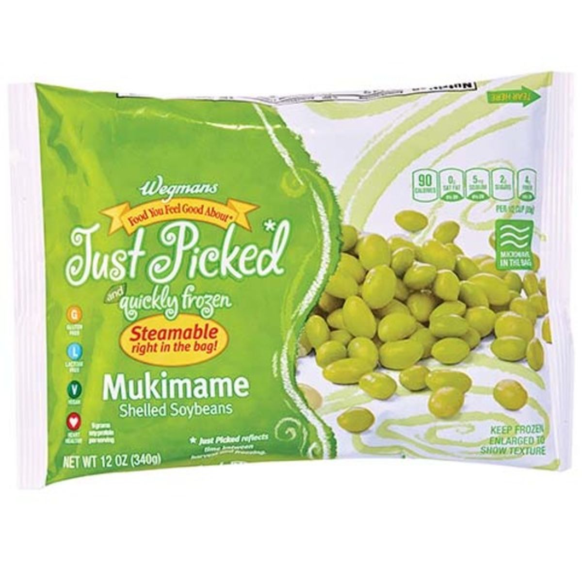 Calories in Wegmans Microwaveable Mukimame Shelled Soybeans
