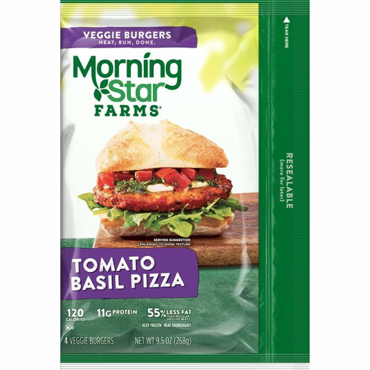 Calories in Morning Star Farms Veggie MorningStar Farms Veggie Burgers, Tomato Basil Pizza, Vegetarian Excellent Source of Protein, 9.5oz