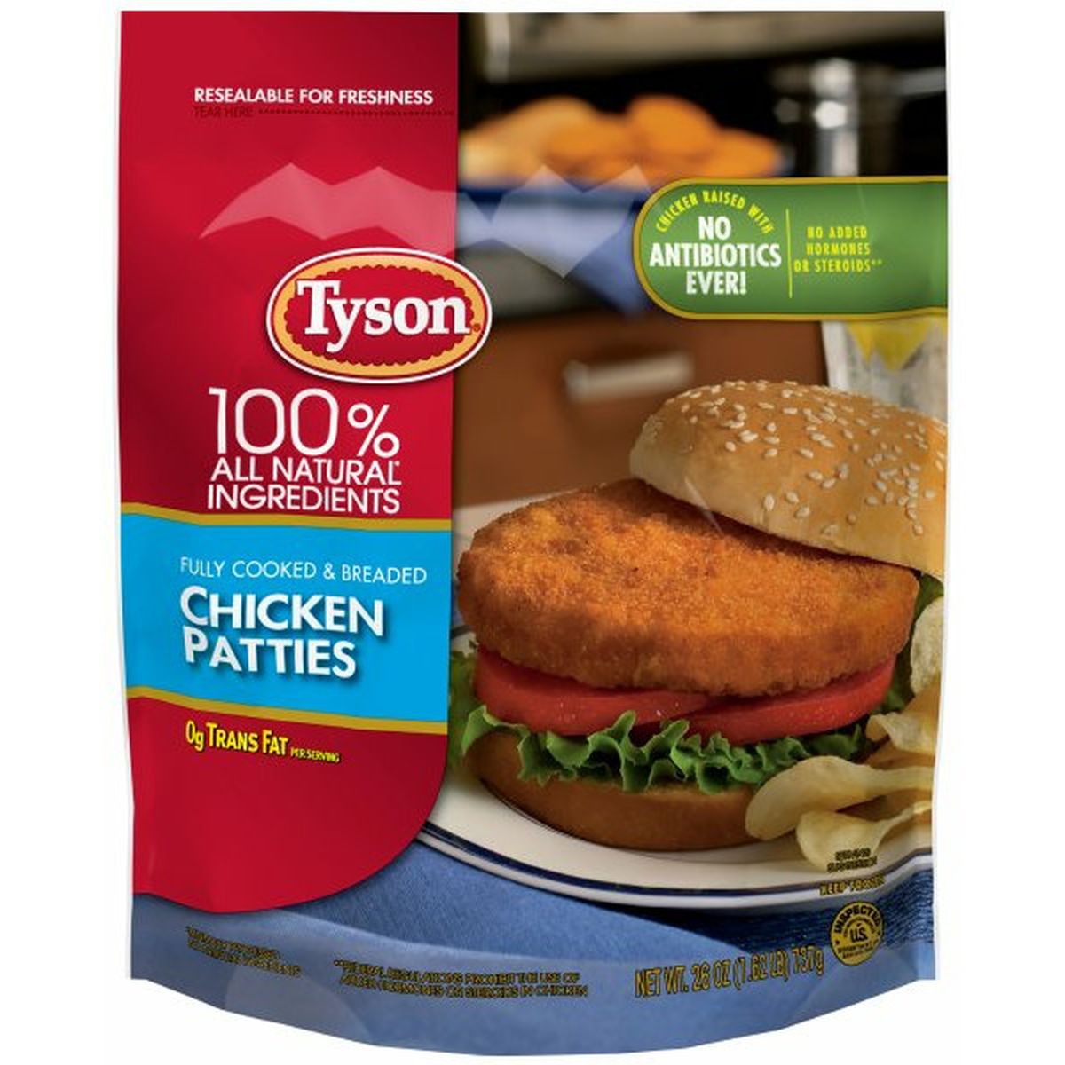 Calories in Tyson Fully Cooked Frozen Chicken Patties