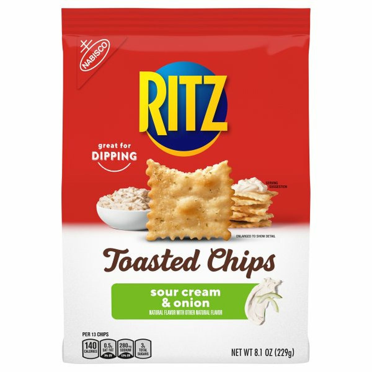 Calories in Ritz Toasted Chips, Sour Cream & Onion