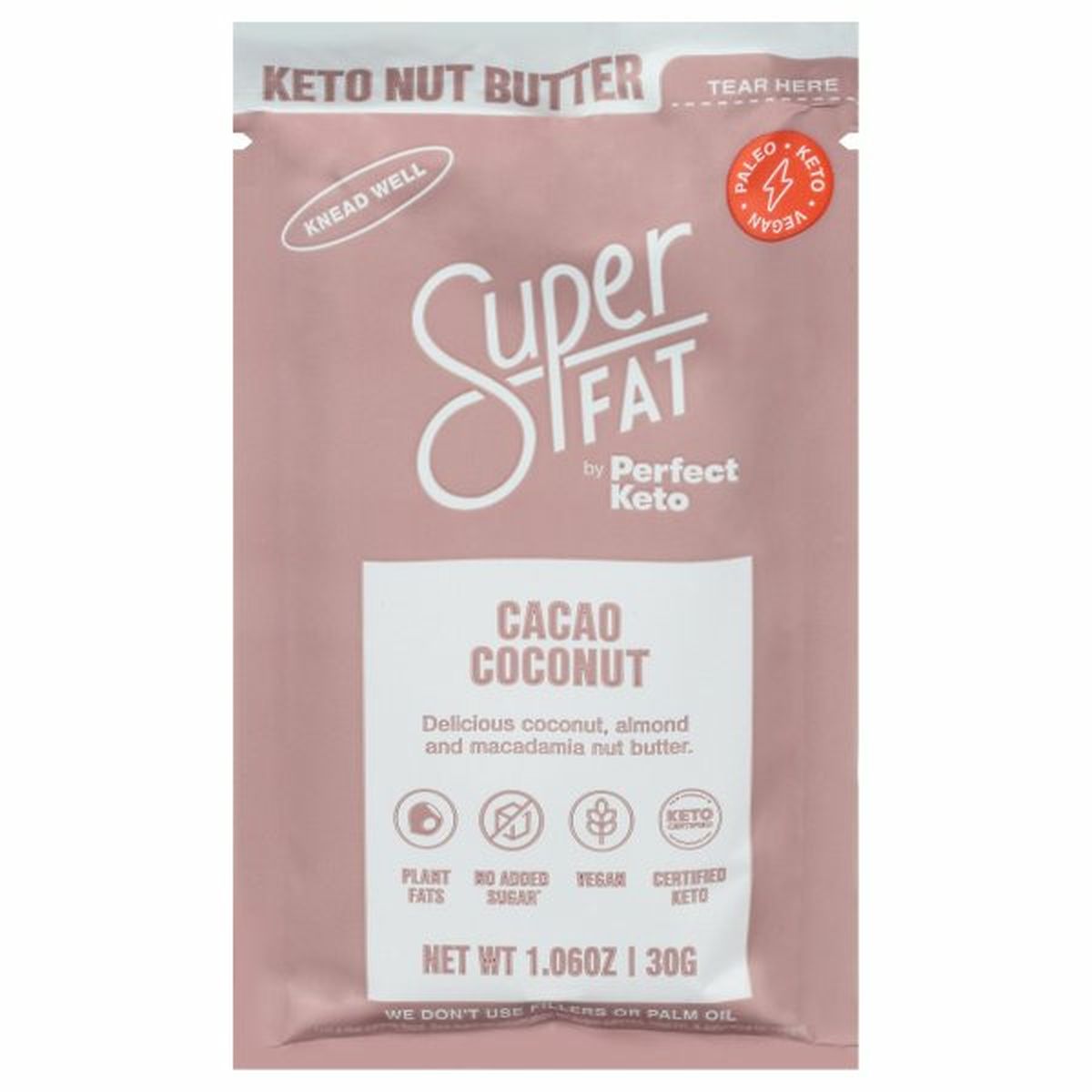 Calories in SuperFat Keto Nut Butter, Cacao Coconut