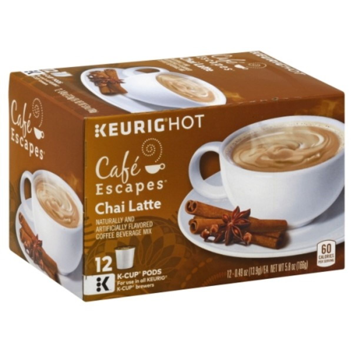 Calories in Cafe Escapes Keurig Hot Coffee Beverage Mix, Chai Latte, K-Cup Pods