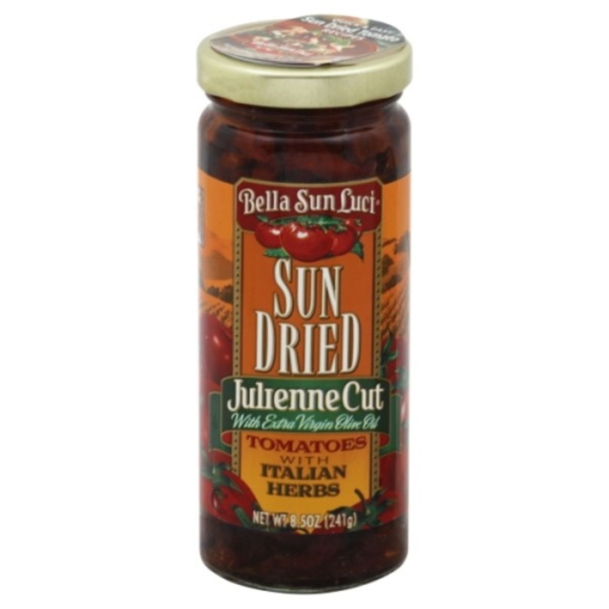 Calories in Bella Sun Luci Tomatoes, with Italian Herbs, Julienne Cut