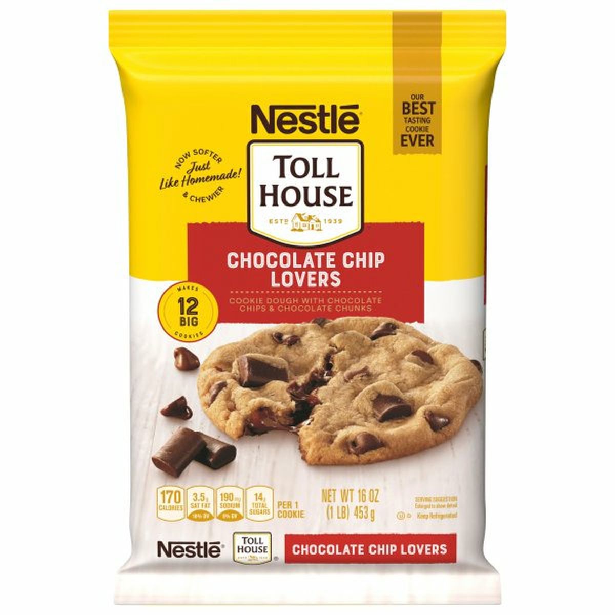 Calories in Toll House Cookie Dough, Chocolate Chip Lovers