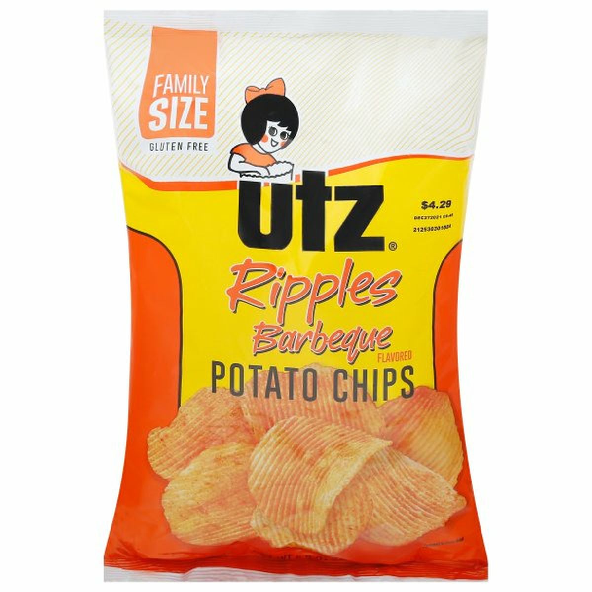Calories in Utz Potato Chips, Ripples Barbeque Flavored, Family Size