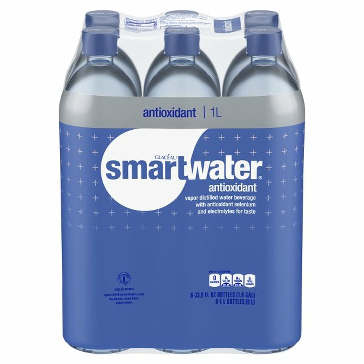 Calories in Smartwater Antioxidant Water, Vapor Distilled, 1 Liter