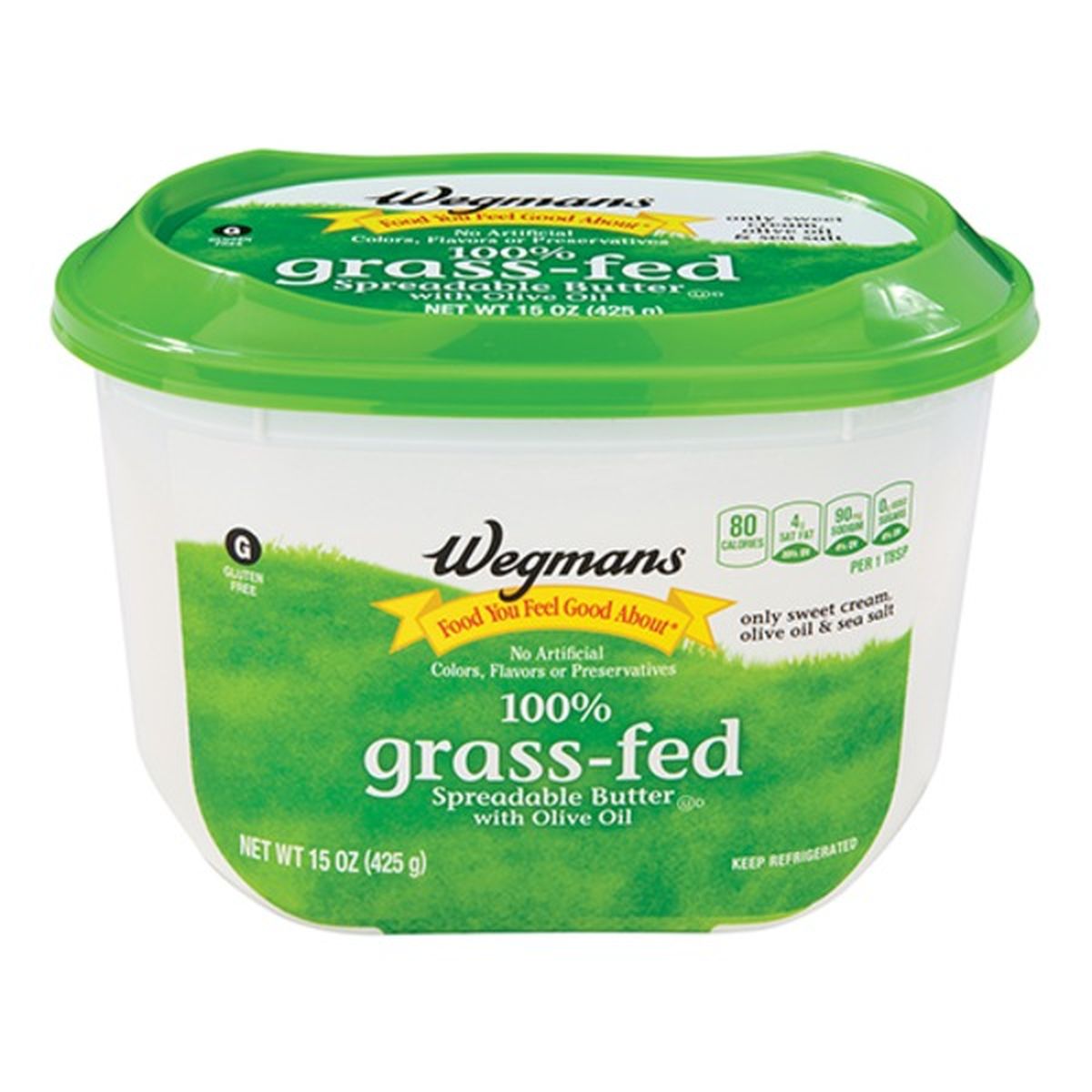 Calories in Wegmans Grass Fed Spreadable Butter With Olive Oil