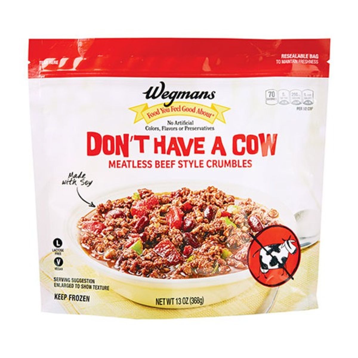 Calories in Wegmans Don't Have A Cow Meatless Beef Style Crumbles