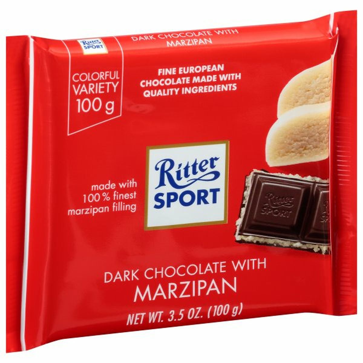Calories in Ritter Sport Dark Chocolate, with Marzipan