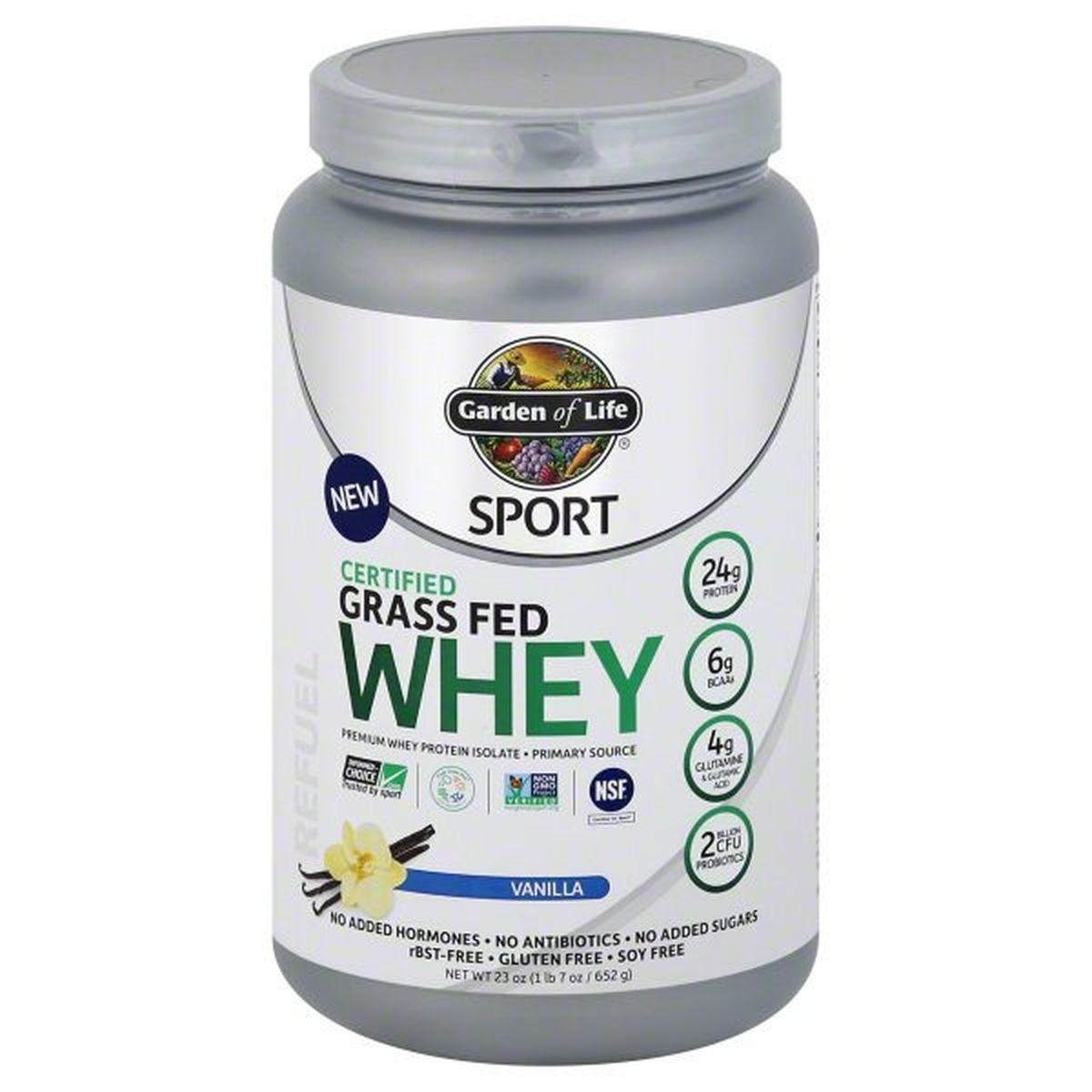 Calories in Garden of Life Sport Whey, Certified Grass Fed, Vanilla