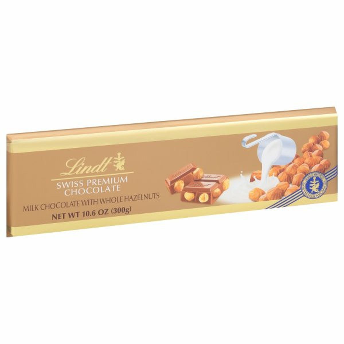 Calories in Lindt Swiss Premium Chocolate, Milk Chocolate with Whole Hazelnuts