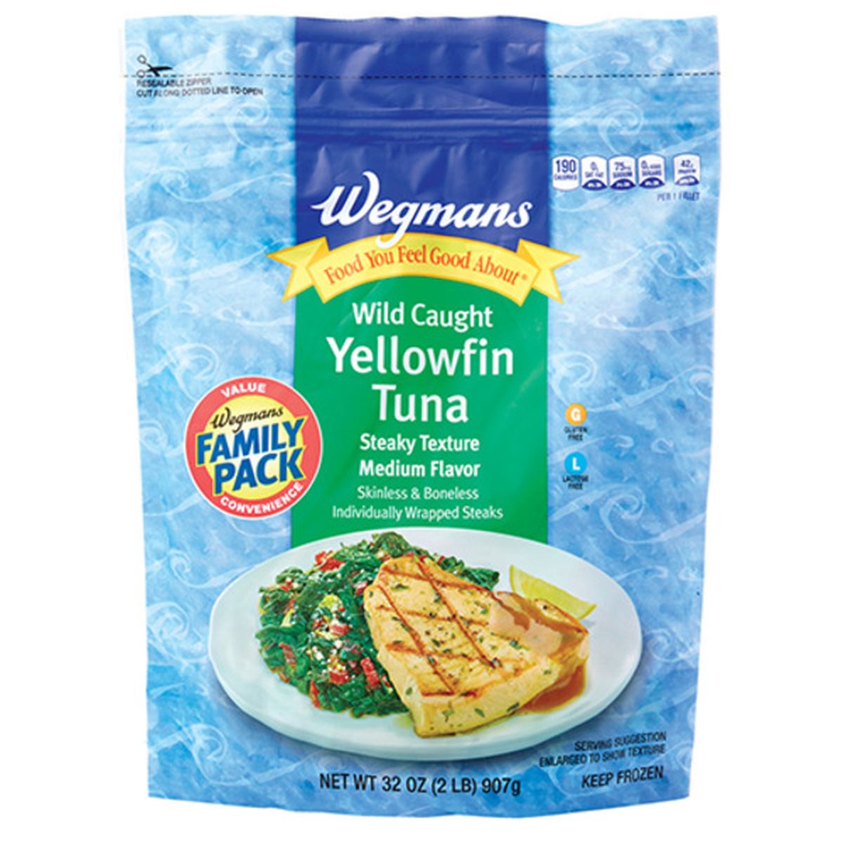 Calories in Wegmans Wild Caught Yellowfin Tuna, FAMILY PACK