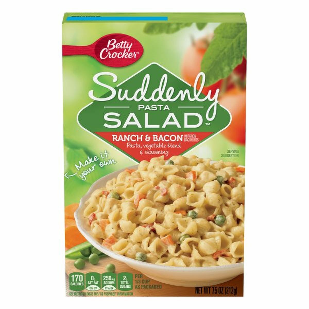 Calories in Betty Crocker Suddenly Pasta Salad Pasta Salad, Ranch & Bacon