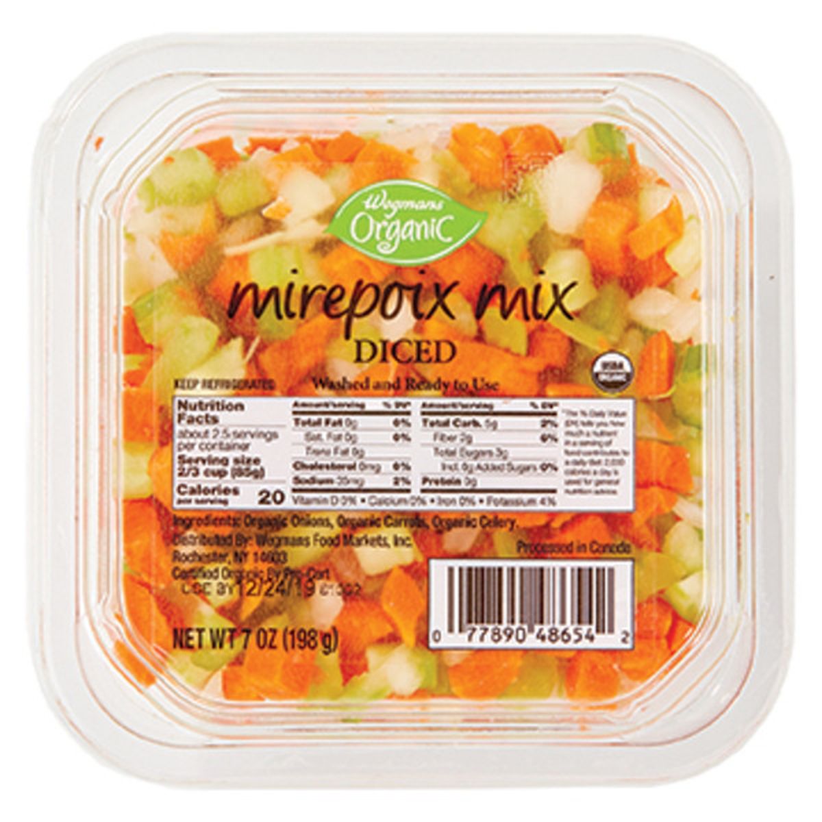 Calories in Wegmans Organic Mirepoix Mix