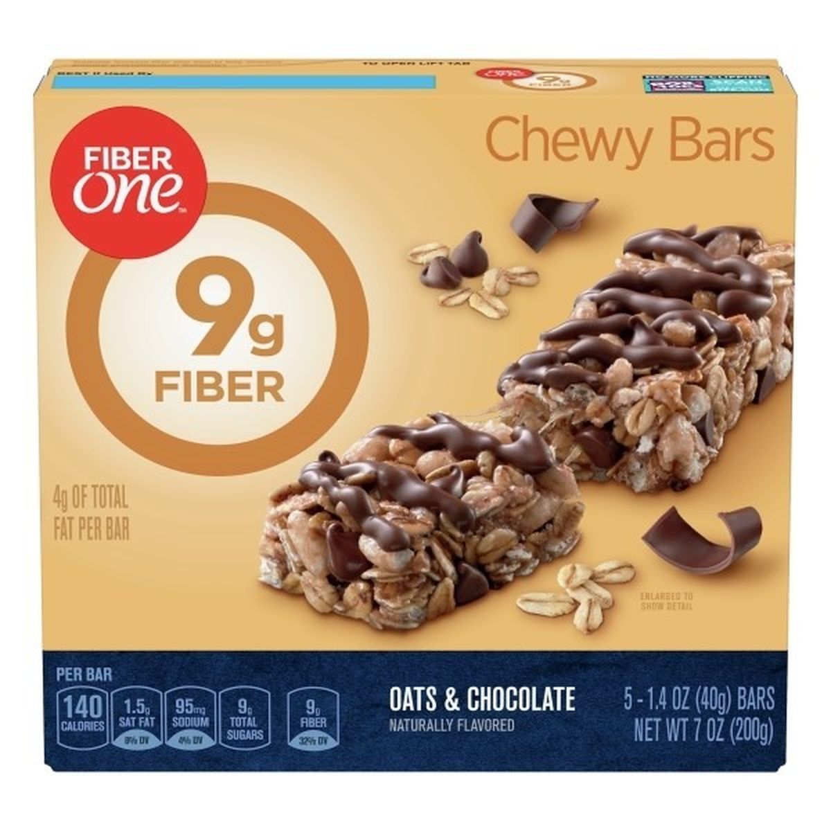 Calories in Fiber One Chewy Bars, Oats & Chocolate