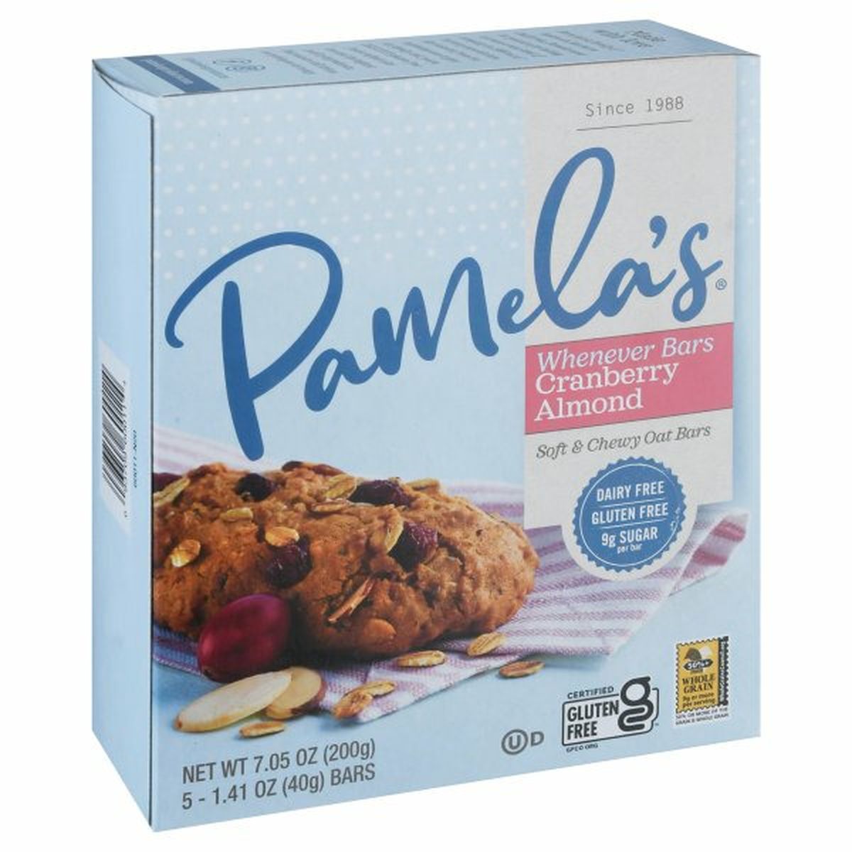 Calories in Pamela's Whenever Bars Oat Bars, Soft & Chewy, Cranberry Almonds