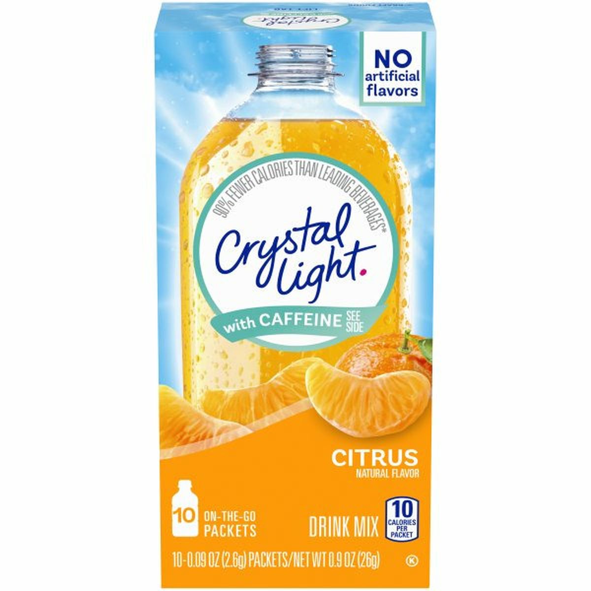 Calories in Crystal Light Citrus On-The-Go Powdered Drink Mix with Caffeine