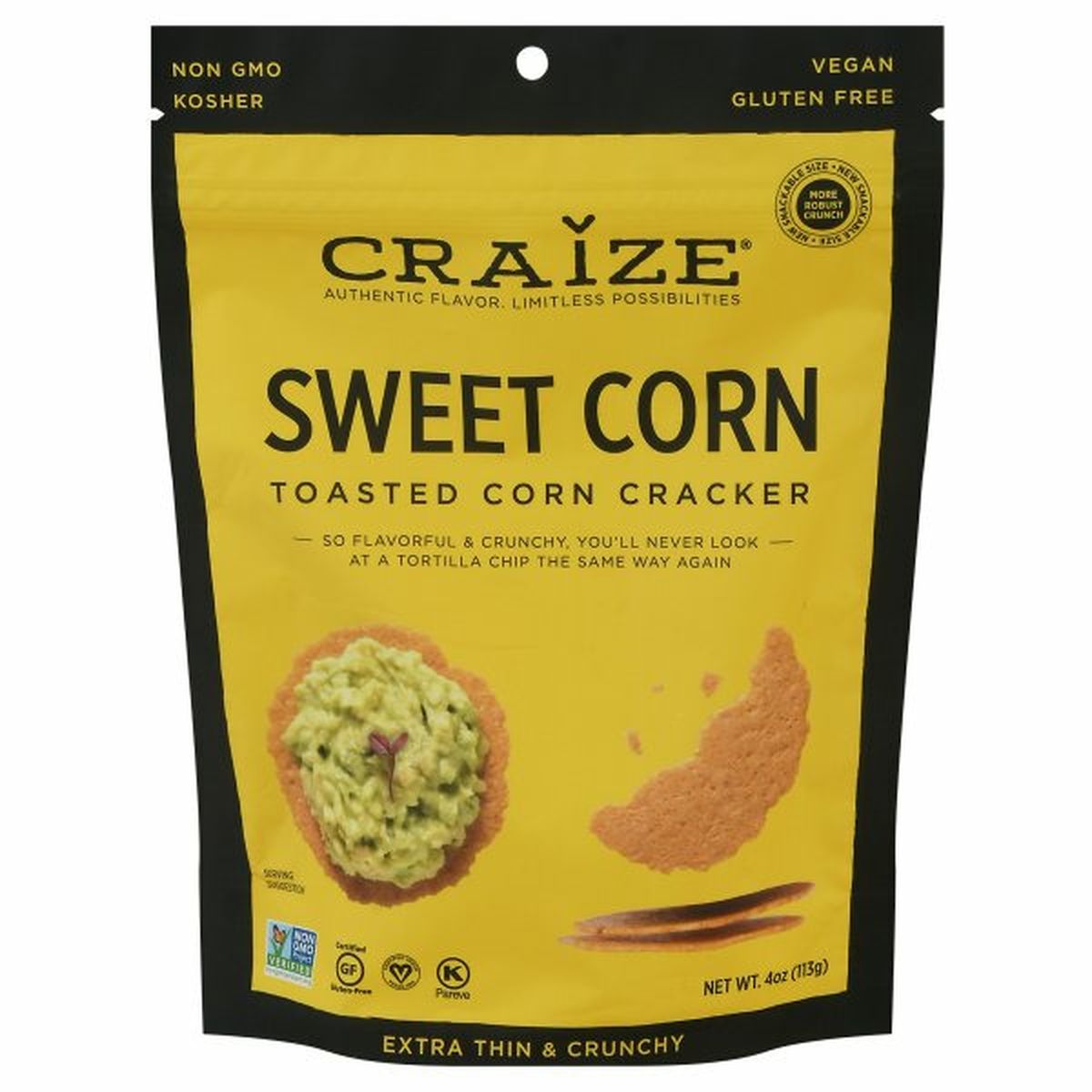 Calories in Craize Corn Cracker, Toasted, Sweet Corn