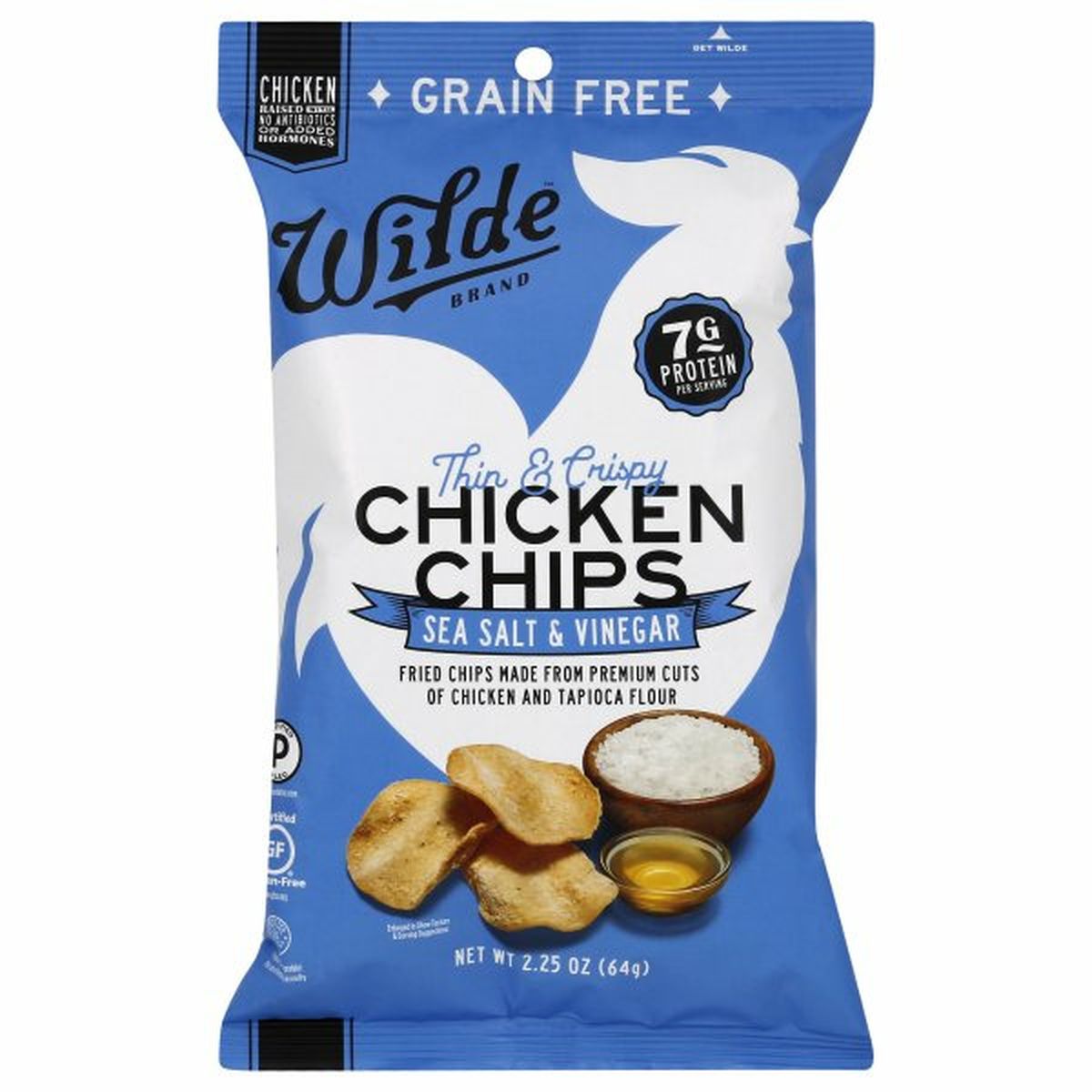 Calories in Wilde Chips Chicken Chips, Sea Salt & Vinegar, Thin & Crispy