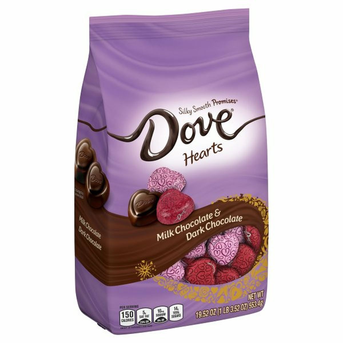 Calories in Dove PROMISES Valentine's Day Milk and Dark Chocolate Candy Hearts Variety Mix