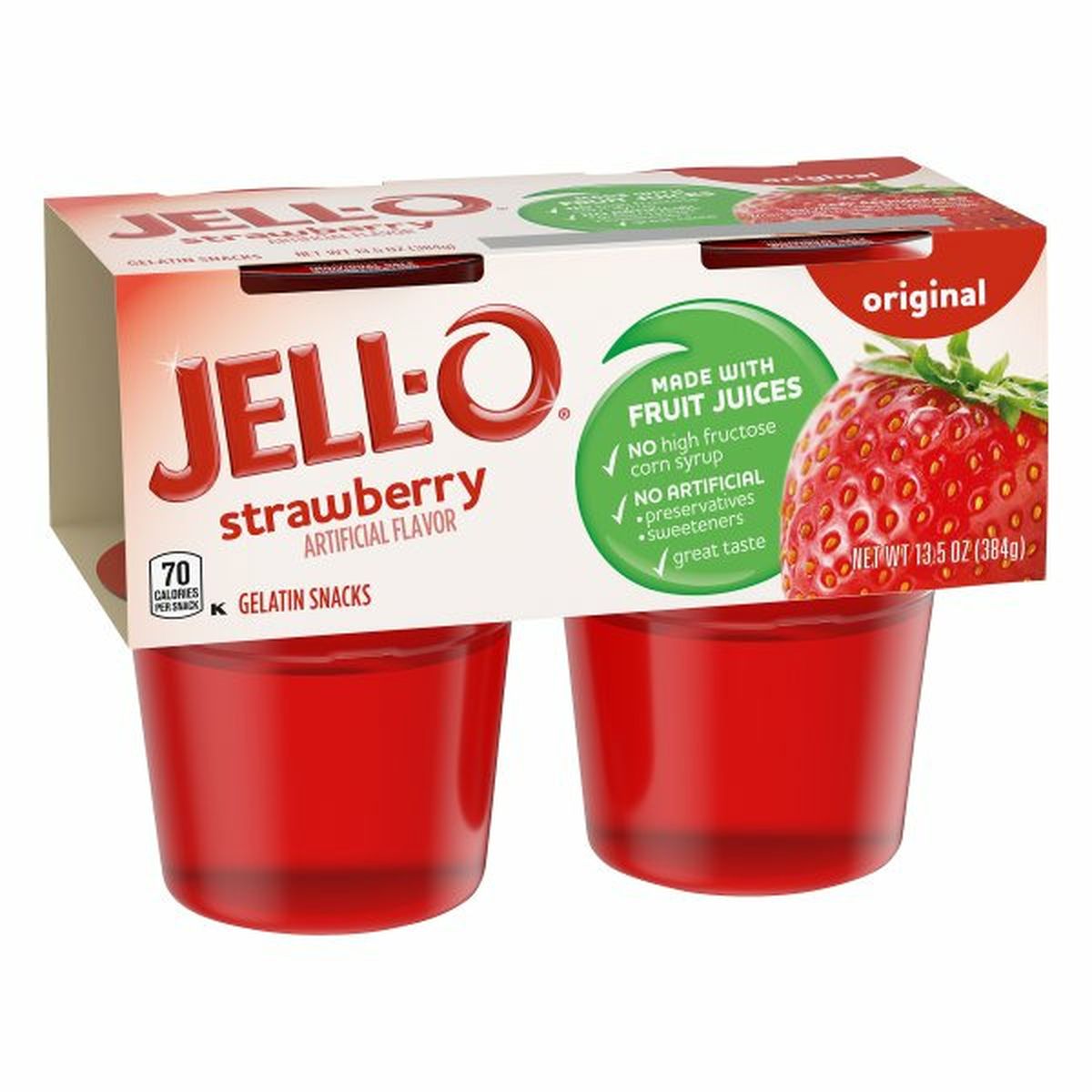 Calories in Jell-O Gelatin Snacks, Strawberry, Original