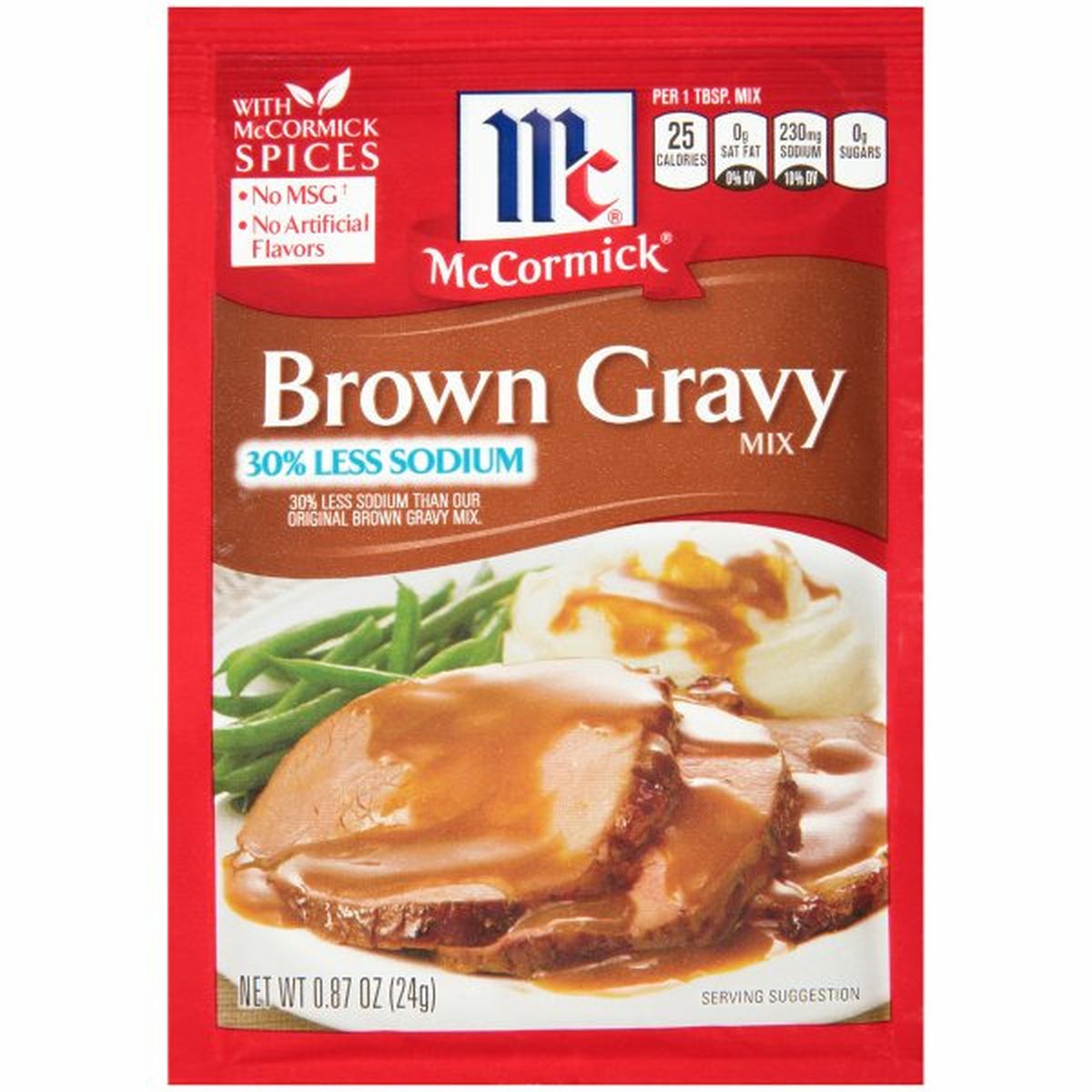 Calories in McCormicks  30% Less Sodium Brown Gravy Mix