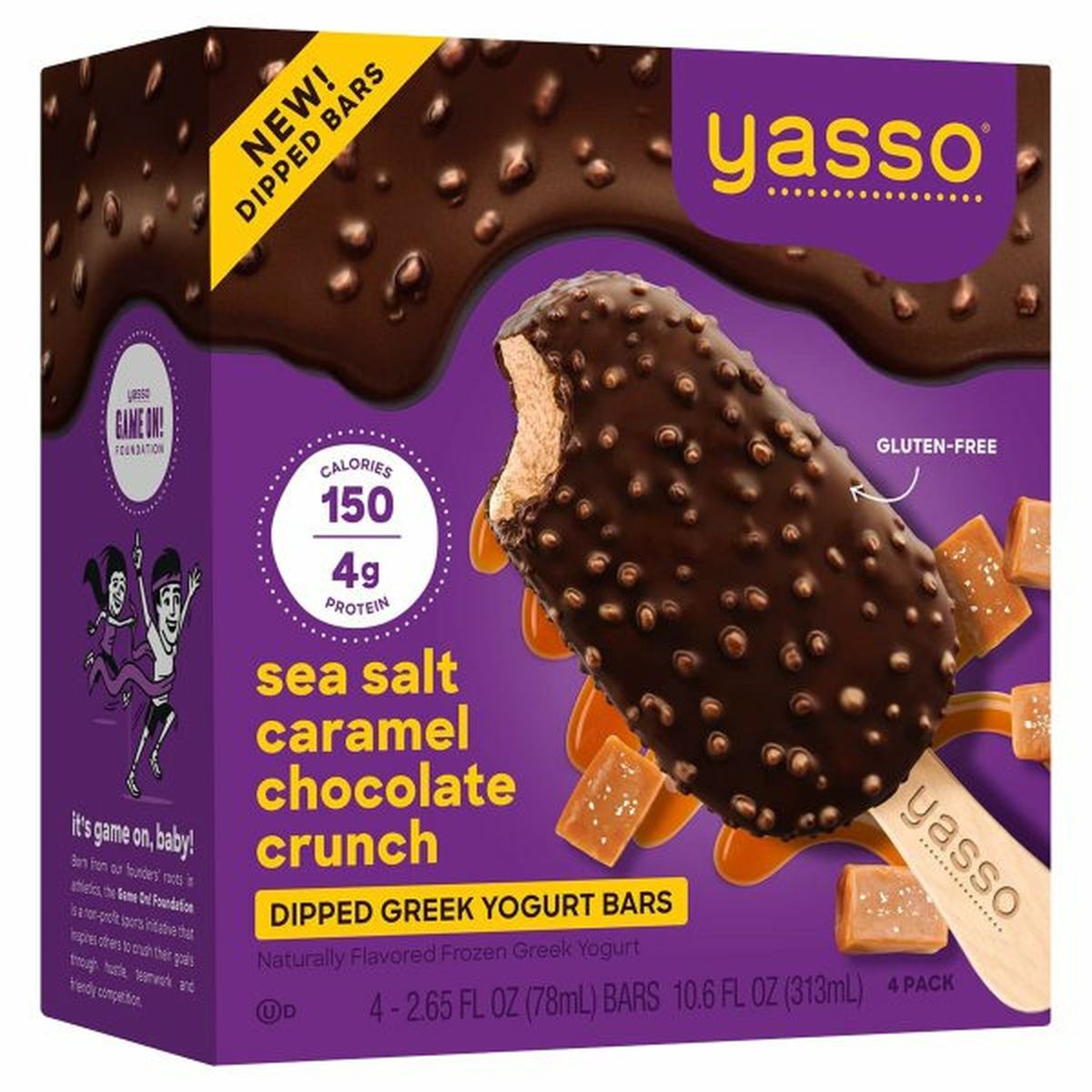 Calories in Yasso Frozen Greek Yogurt, Salted Caramel Chocolate Crunch Bars