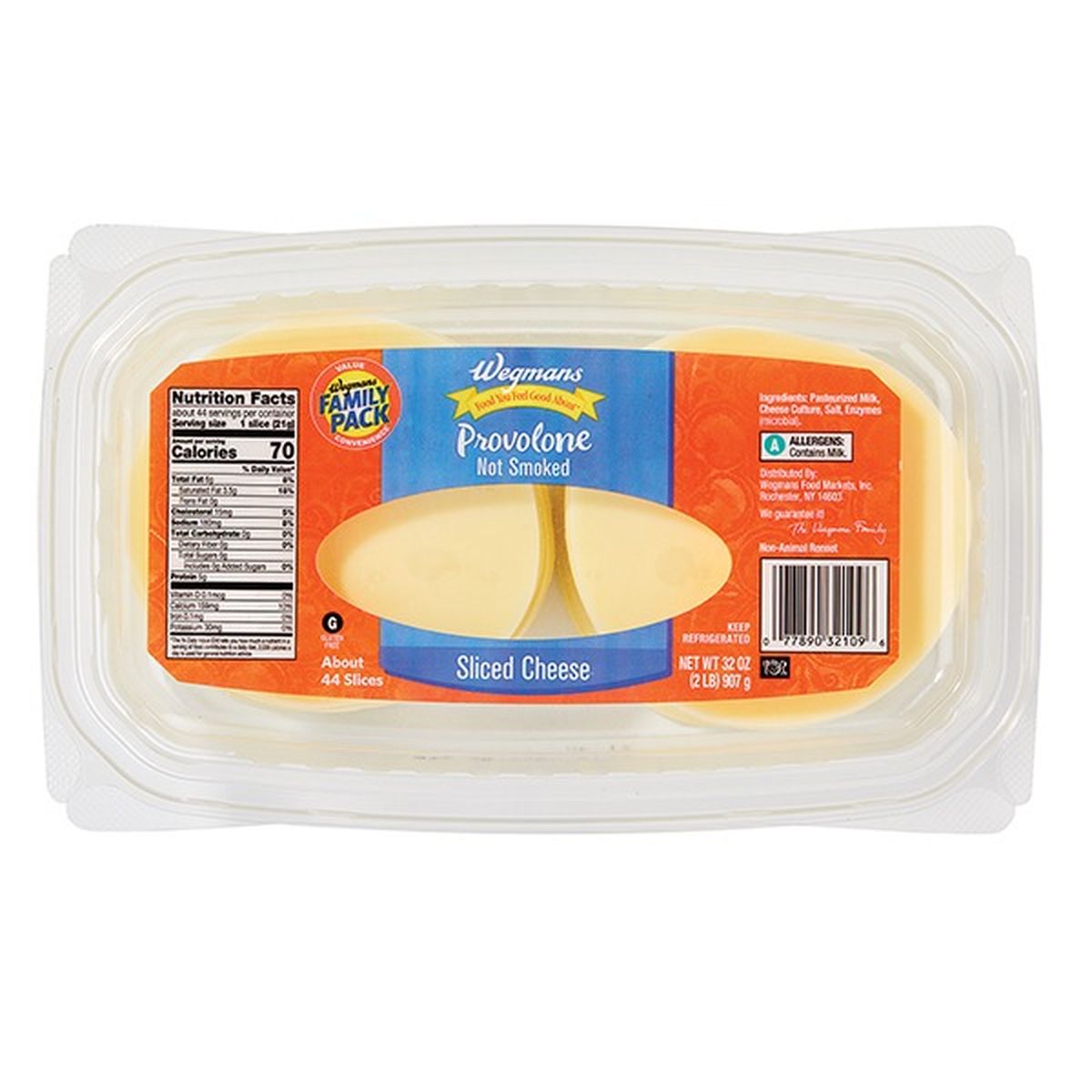 Calories in Wegmans Cheese, Provolone, Sliced, FAMILY PACK