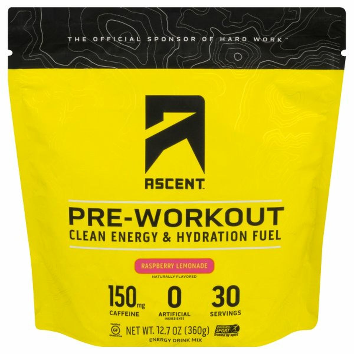 Calories in Ascent Energy Drink Mix, Pre-Workout, Raspberry Lemonade