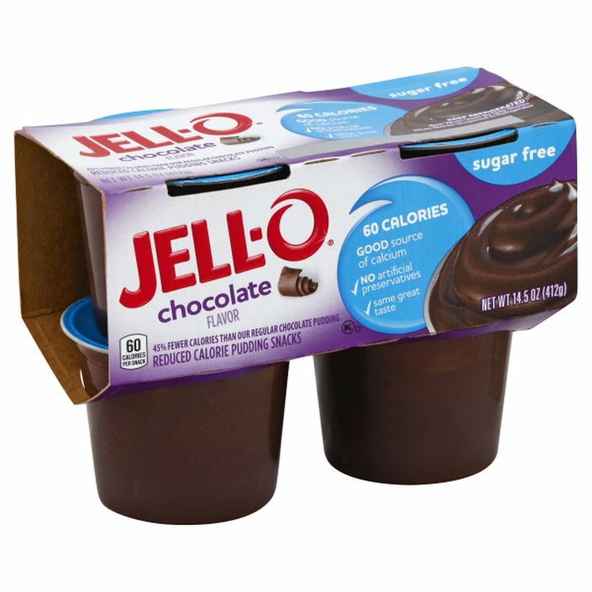 Calories in Jell-O Pudding Snacks, Reduced Calorie, Chocolate Flavor