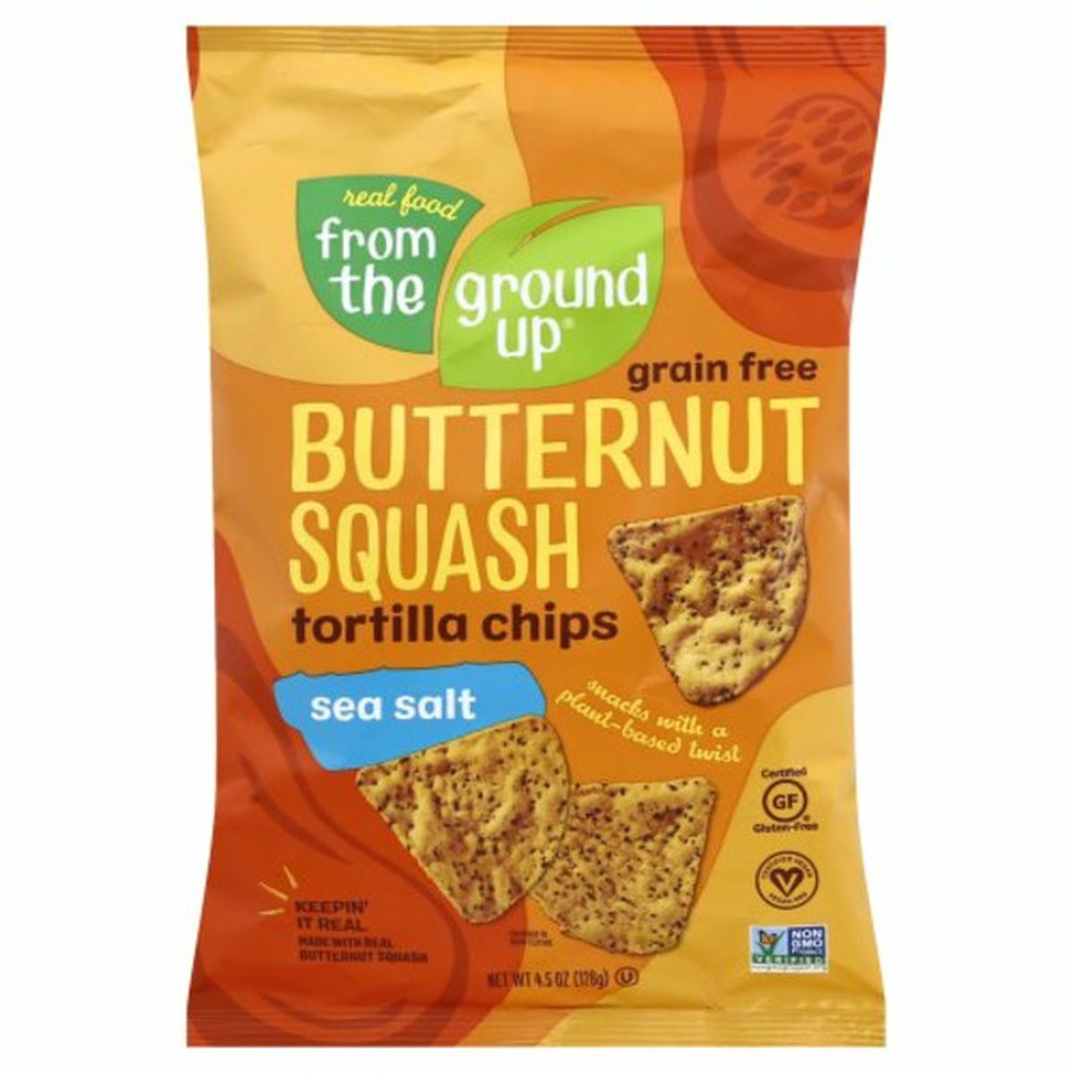 Calories in From the Ground Up Tortilla Chips, Grain Free, Sea Salt, Butternut Squash
