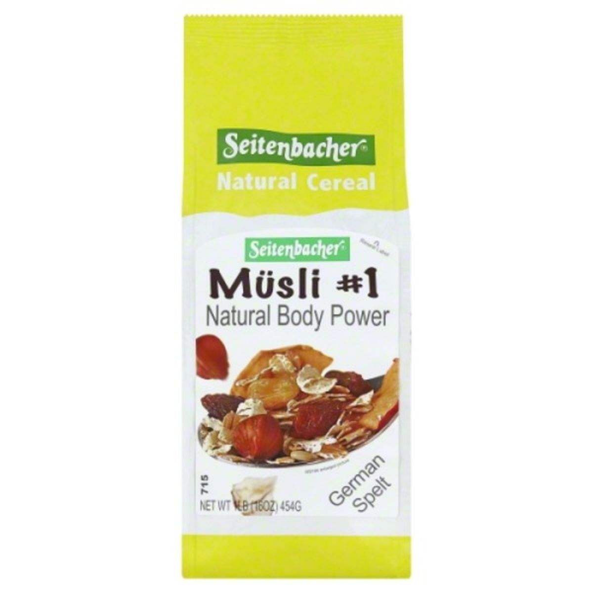 Calories in Seitenbacher Cereal, Natural, Musli No. 1, Natural Body Powder
