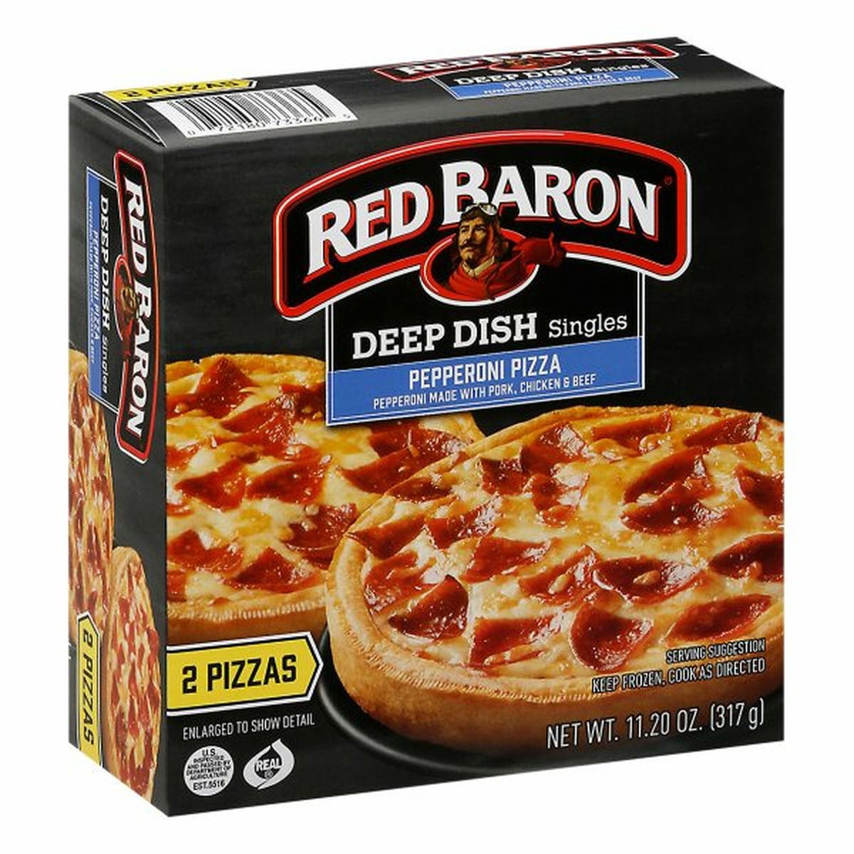 Calories in Red Baron Pizzas, Pepperoni, Deep Dish Singles