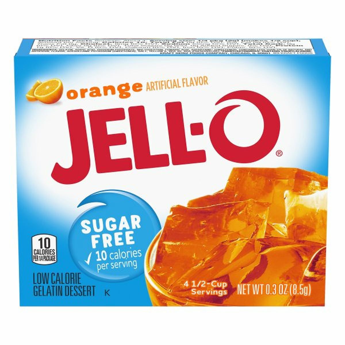 Calories in Jell-O Gelatin Dessert, Sugar Free, Low Calorie, Orange