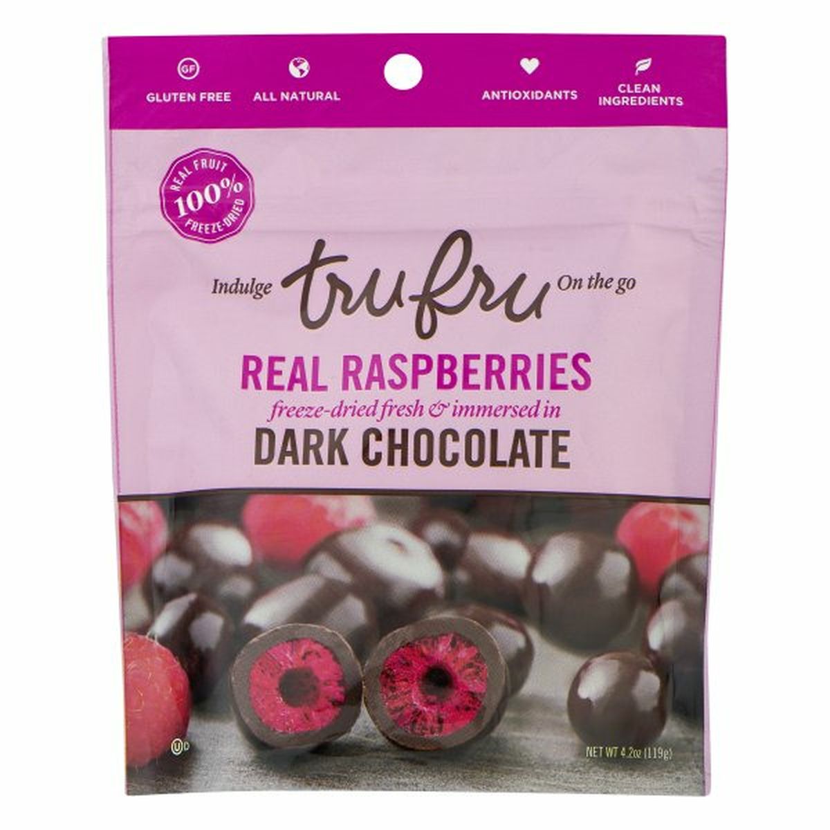 Calories in Tru Fru Real Raspberries, Dark Chocolate