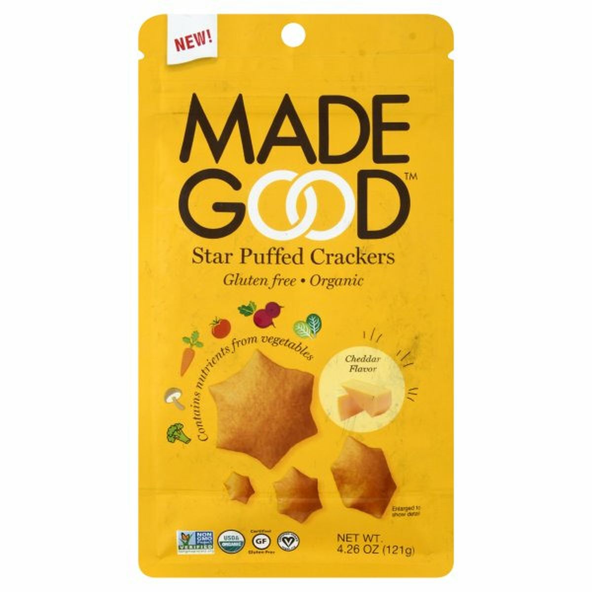 Calories in Made Good Star Puffed Crackers, Organic, Cheddar Flavor