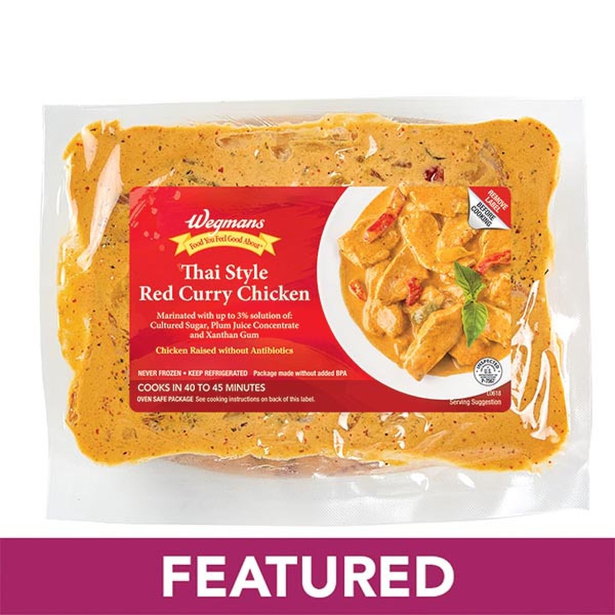 Calories in Wegmans Thai-Style Red Curry Boneless Chicken, Cook in Bag