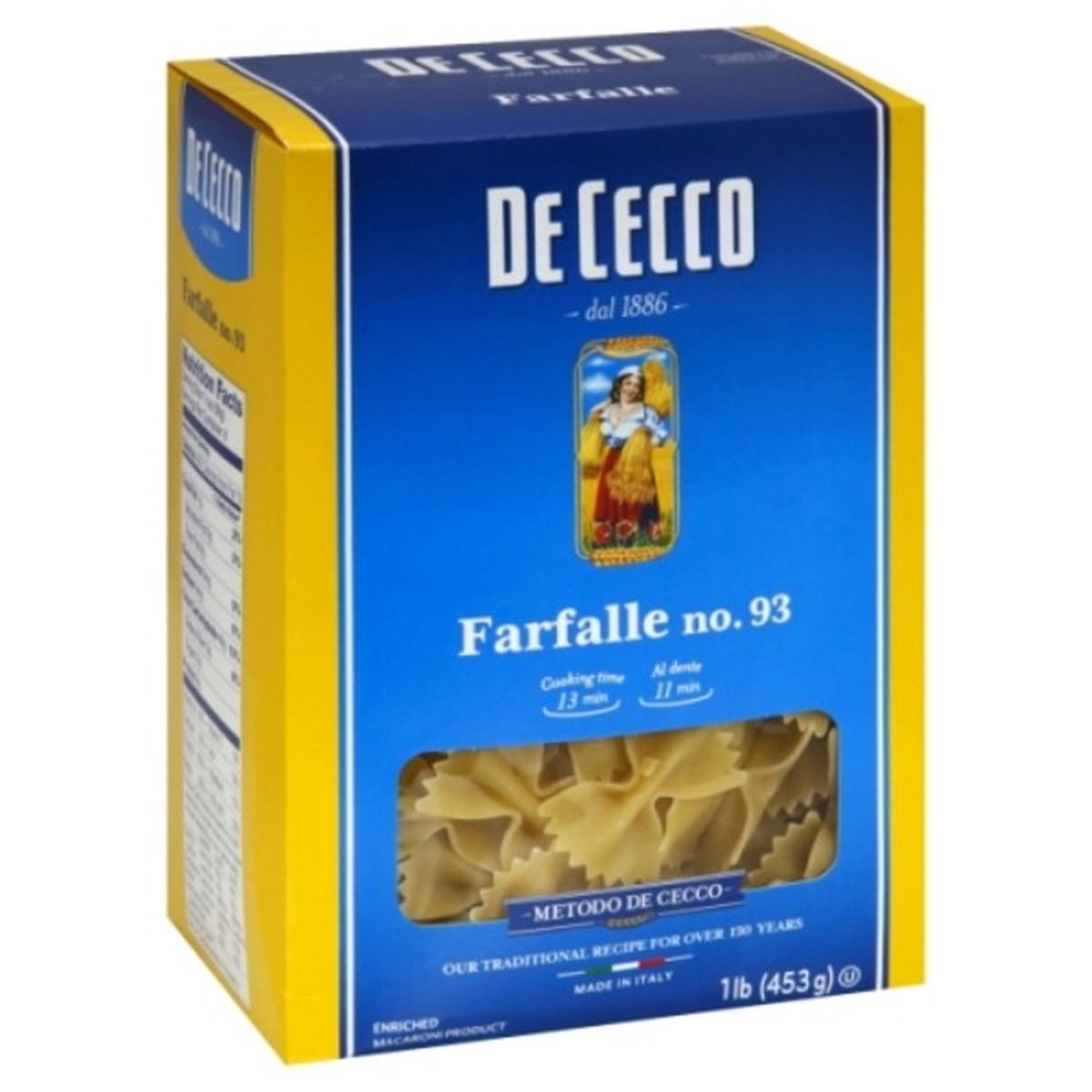 Calories in De Cecco Farfalle, No. 93