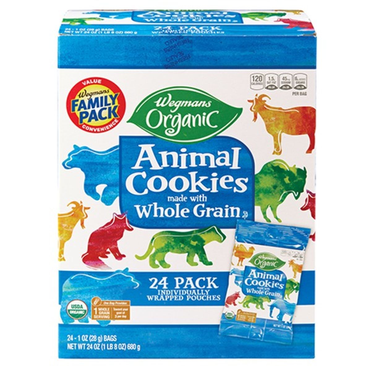 Calories in Wegmans Organic Animal Cookies made with Whole Grain, FAMILY PACK