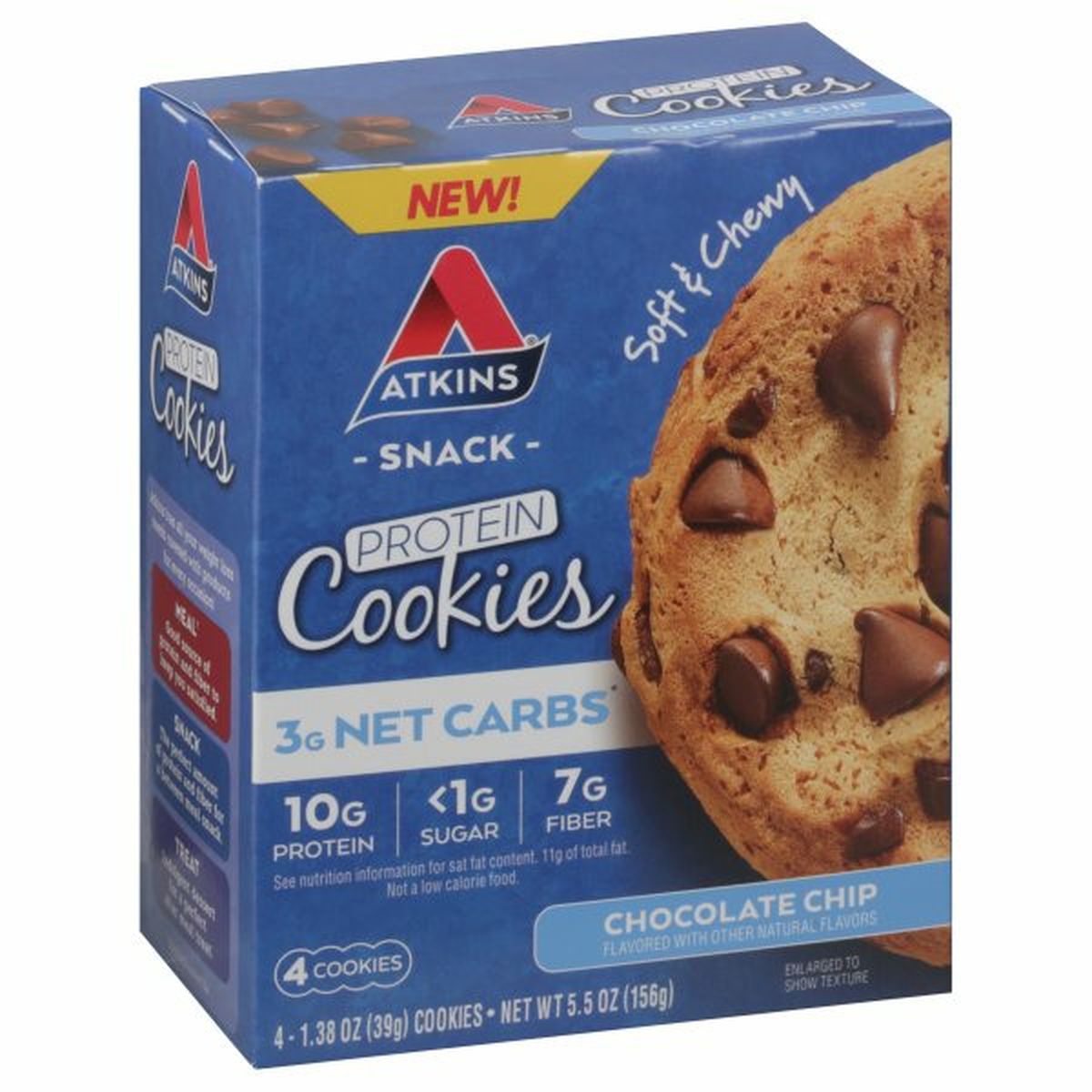 Calories in Atkins Protein Cookies, Chocolate Chip