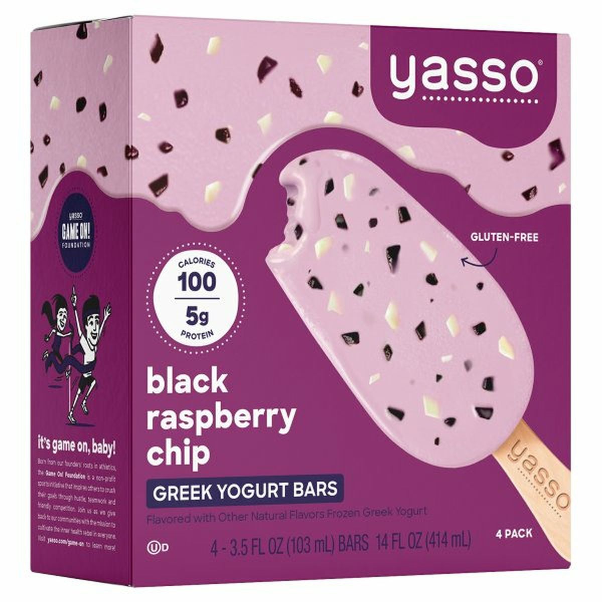 Calories in Yasso Frozen Greek Yogurt, Black Raspberry Chip Bars, 4 pack