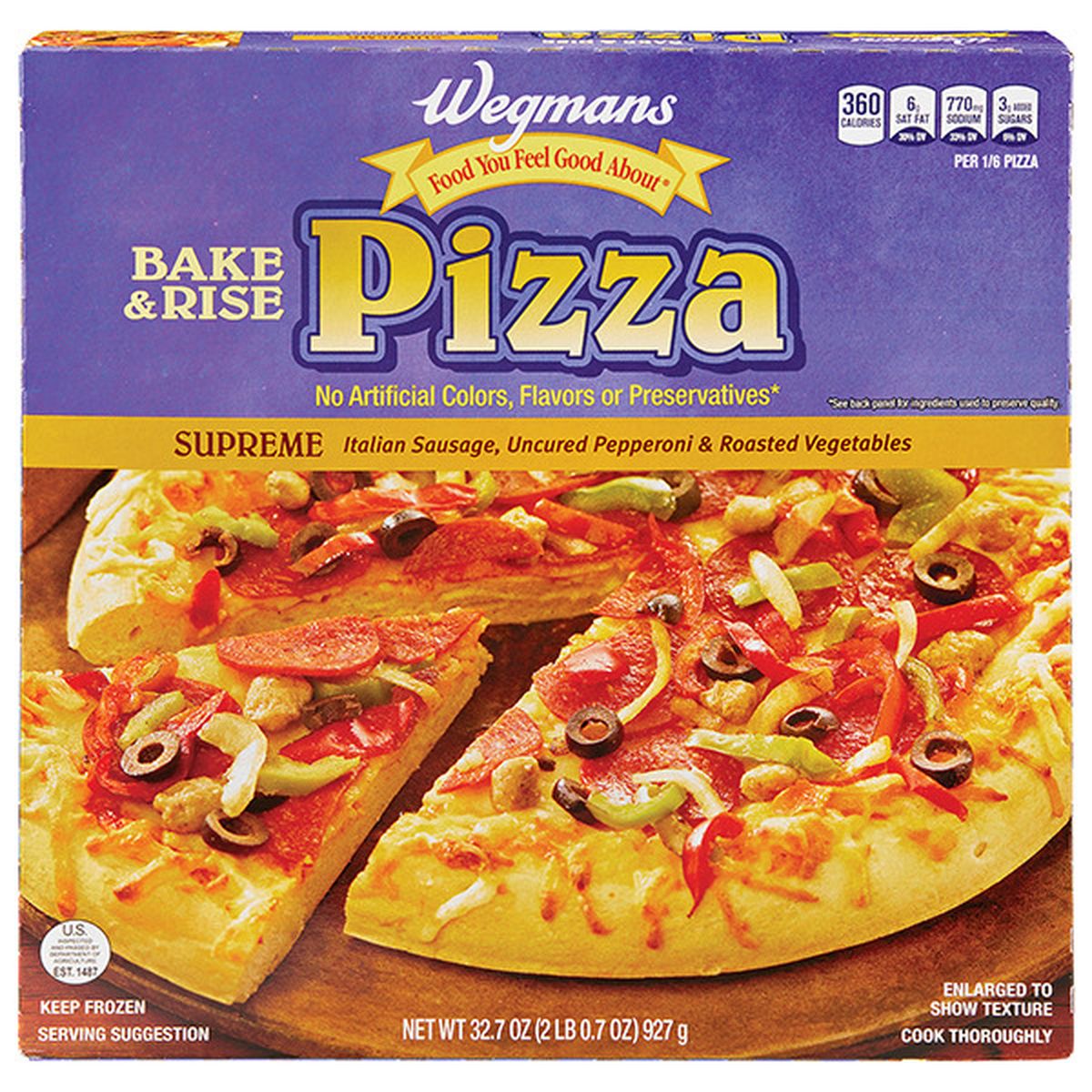 Calories in Wegmans Bake & Rise Supreme Frozen Pizza
