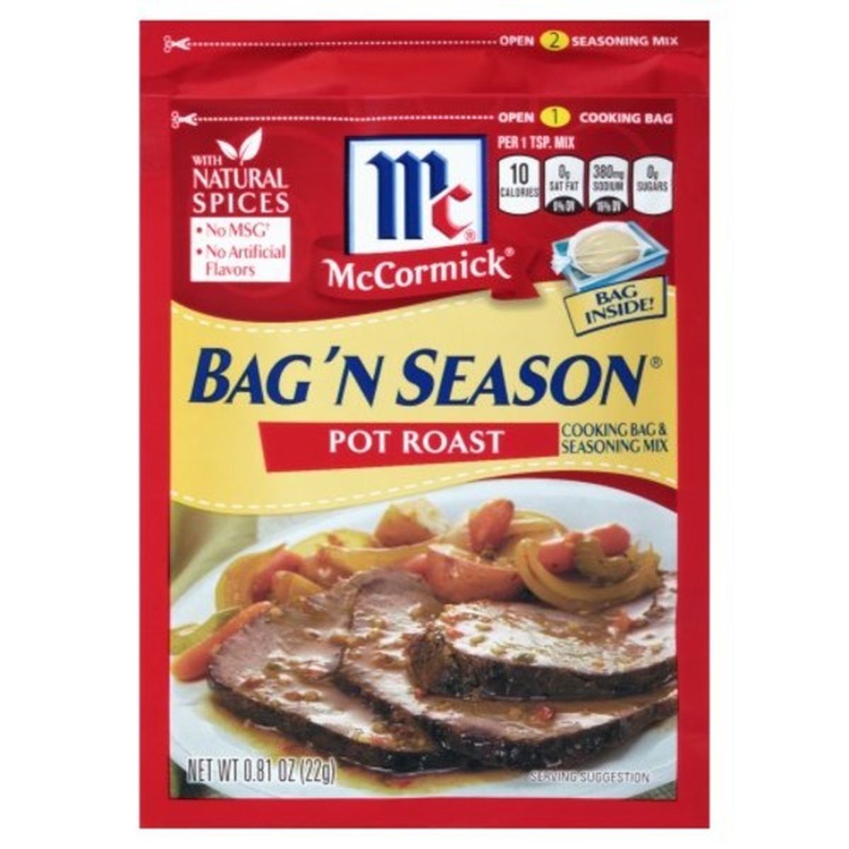 Calories in McCormicks Bag 'n Seasons Bag 'N Season Cooking Bag & Seasoning Mix, Pot Roast