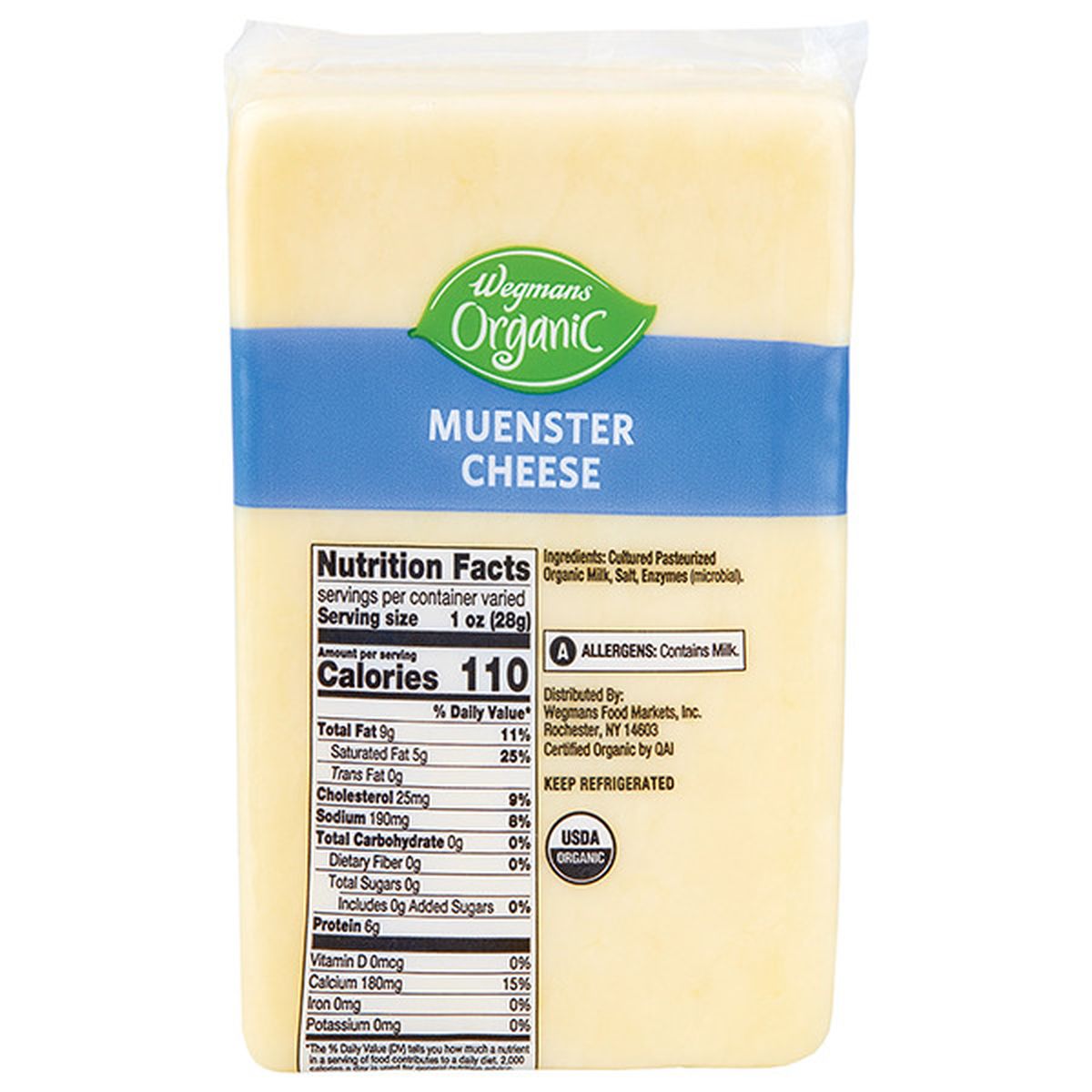 Calories in Wegmans Organic Muenster Cheese