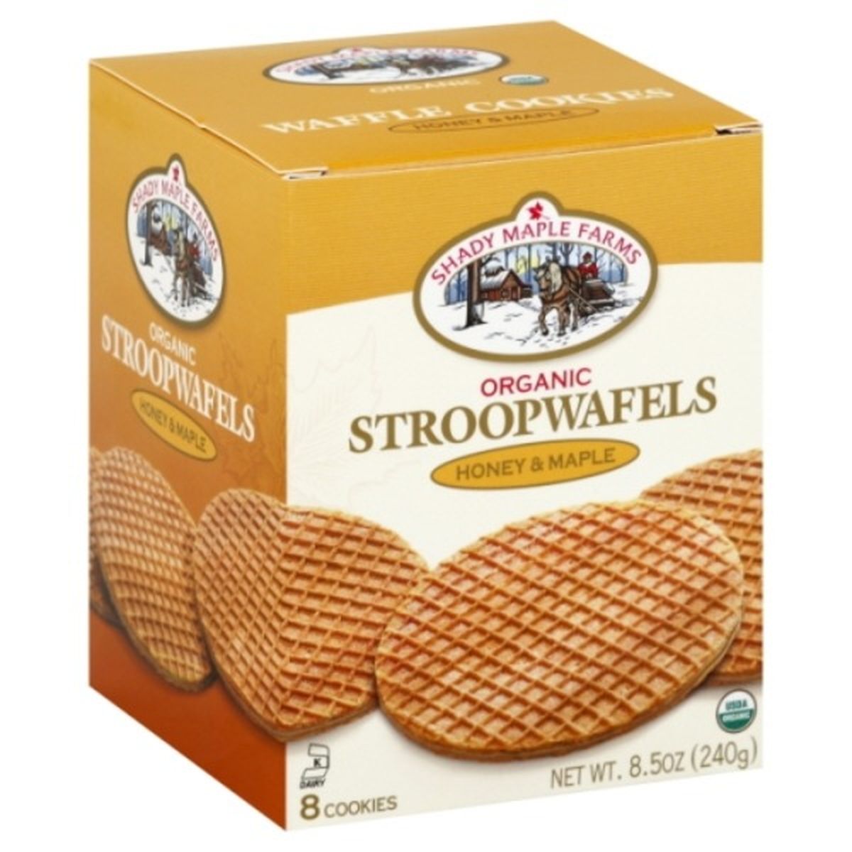 Calories in Shady Maple Farms Stroopwafels, Organic, Honey & Maple