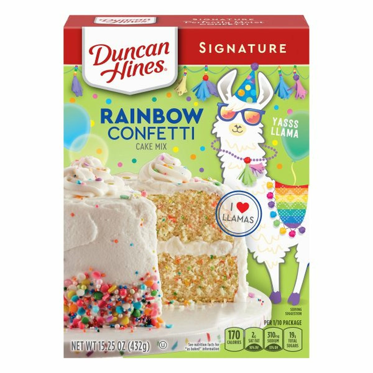 Calories in Duncan Hines Signature Cake Mix, Rainbow Confetti